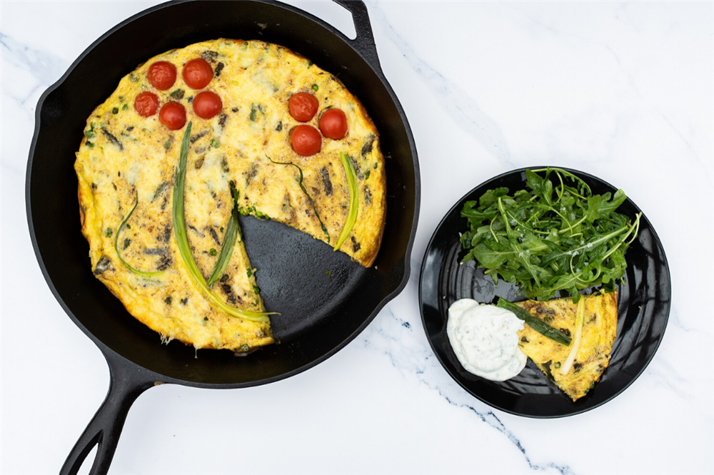 Spring Frittata with Herbed Yogurt